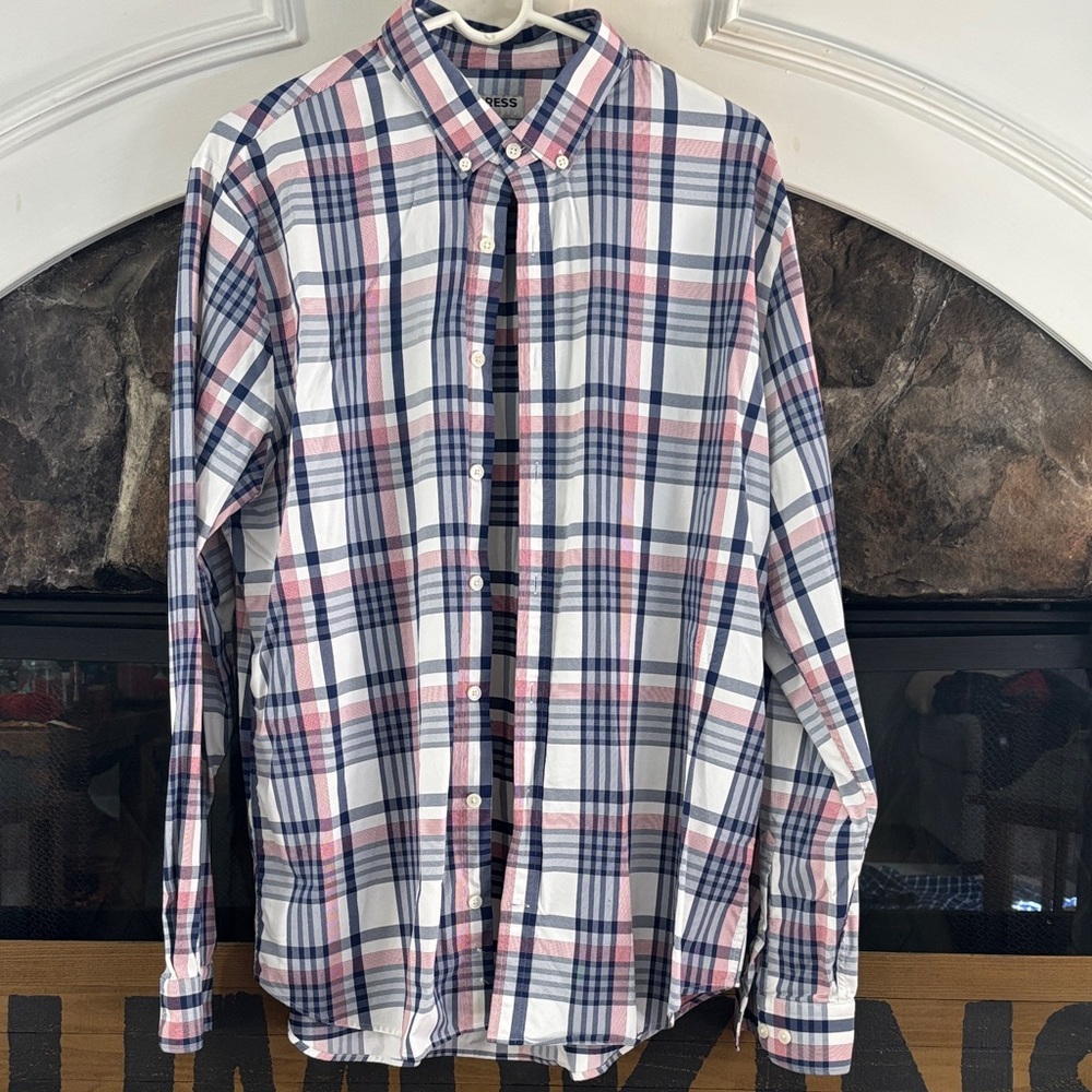 Express Men’s Multicolor Plaid Button-Down Shirt size 17-17.5 XL